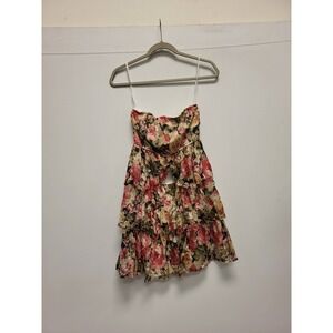 Rachael & Chloe Dress Size M Floral Print Strapless Ruffle Mini Party China